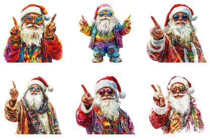 20 Christmas Hippie Santa Claus Clipart Bundle
