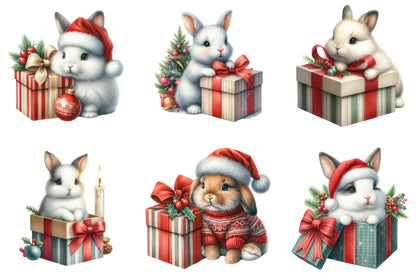 Christmas Bunny PNG Bundle 31 Cute Holiday Rabbit Designs