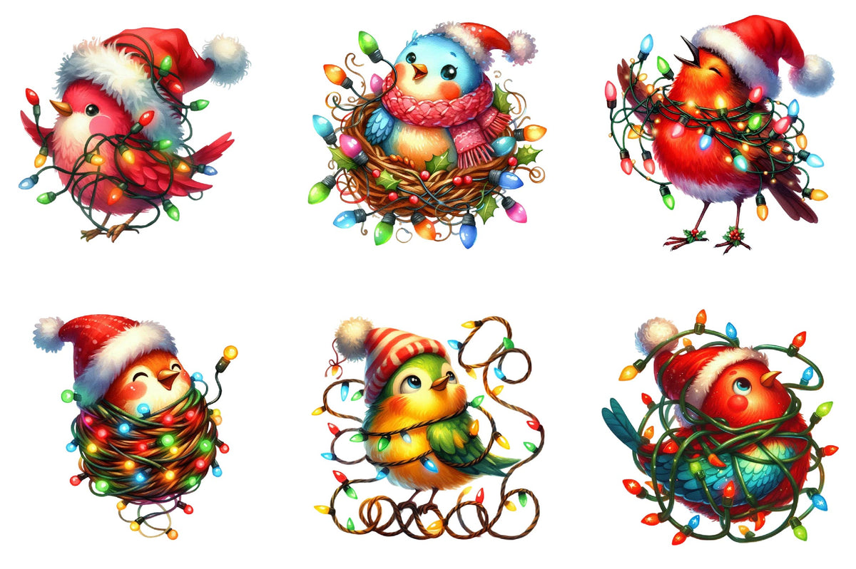 26 Christmas Funny Bird Clipart Bundle