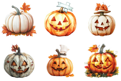 Autumn Nurse Pumpkin Clipart Bundle 24 Fall Pumpkin Designs