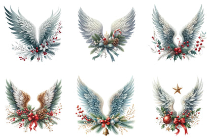 Christmas Angel Wings PNG Bundle 29 Winter Wing Clipart Designs