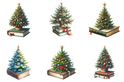 Christmas Book Tree Clipart Bundle 32 Festive Christmas Tree PNG Designs