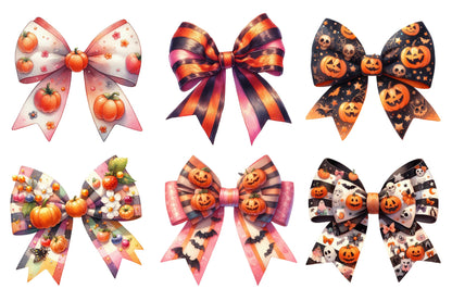 25 Halloween Coquette Bows PNG Bundle