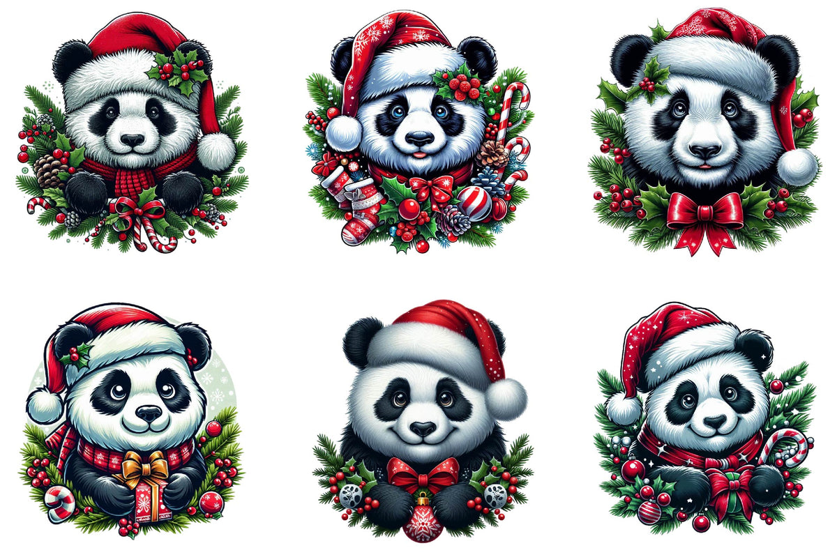 27 Christmas Panda Clipart Bundle PNG, Cute Panda Christmas Sublimation