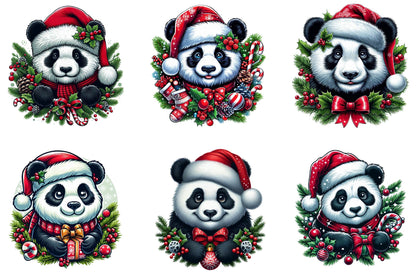 27 Christmas Panda Clipart Bundle PNG, Cute Panda Christmas Sublimation