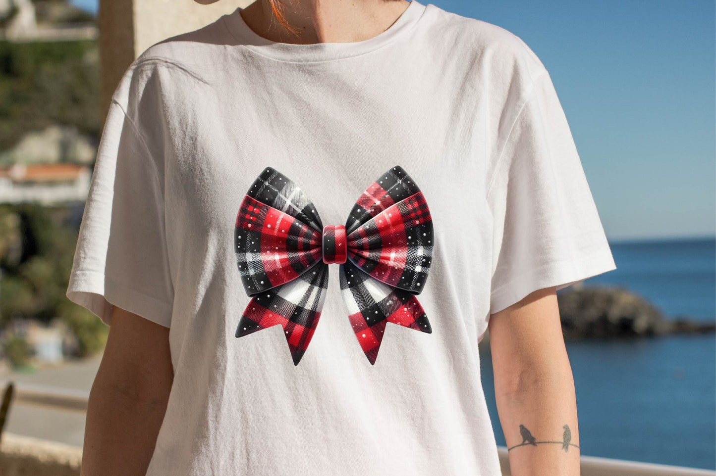Christmas Buffalo Plaid Bow PNG Clipart Bundle