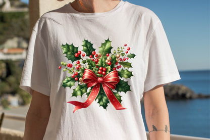Christmas Holly Watercolor Clipart PNG Bundle