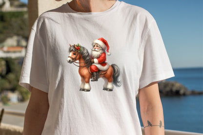Christmas Santa Riding Horse Watercolor PNG Bundle