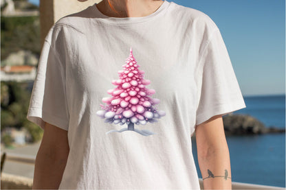 25 Christmas Pink Tree Clipart Bundle