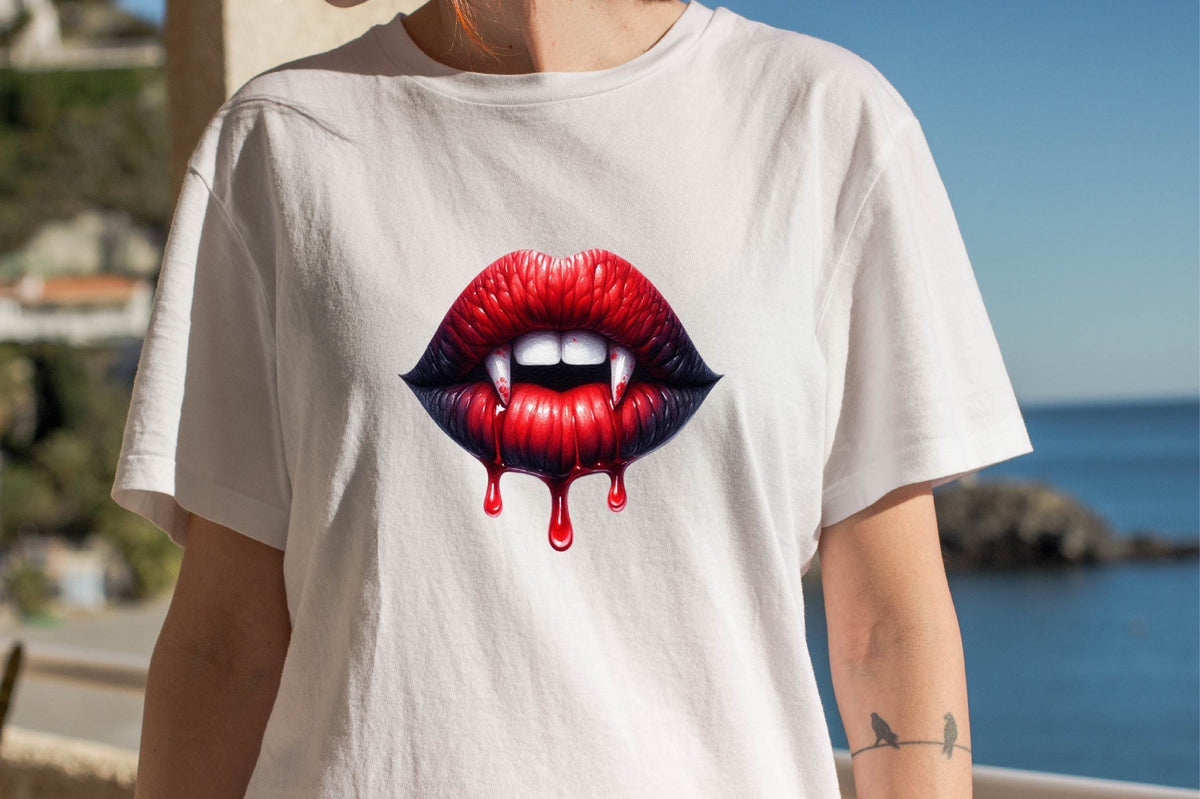 Halloween Vampire Lips Watercolor Clipart PNG Bundle