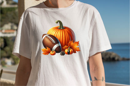 27 Halloween Football Pumpkin Clipart Bundle PNG, Fall Football Pumpkin Sublimation Designs