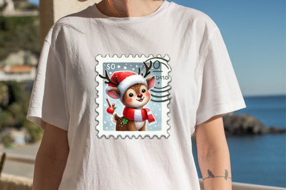 24 Christmas Reindeer Postage Stamps PNG Bundle