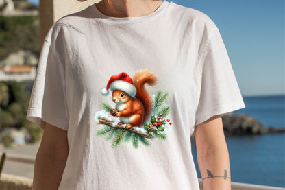 Christmas Squirrel Watercolor Clipart PNG Bundle