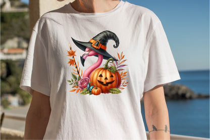 31 Halloween Witch Hat Flamingo Clipart Bundle PNG, Cute Flamingo Pumpkin Sublimation Designs