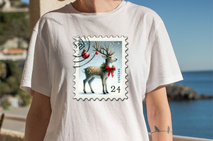 23 Christmas Reindeer Postage Stamp Clipart Bundle