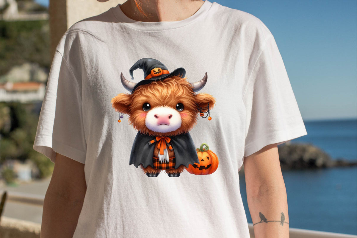 29 Halloween Highland Cow PNG Clipart Bundle