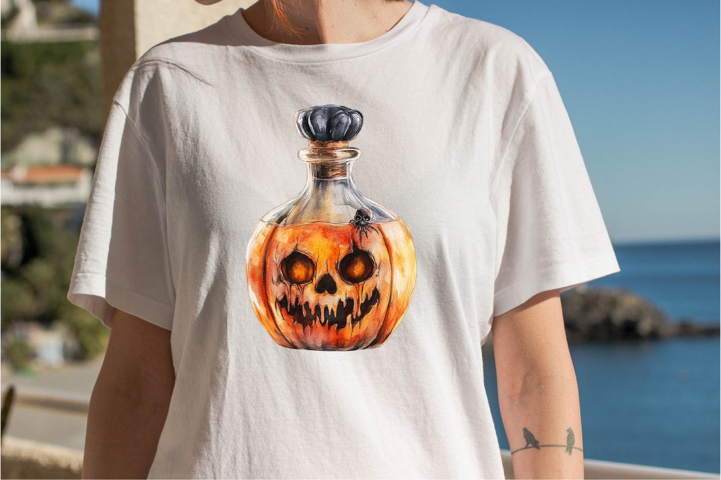23 Halloween Whiskey Decanter Clipart PNG Bundle