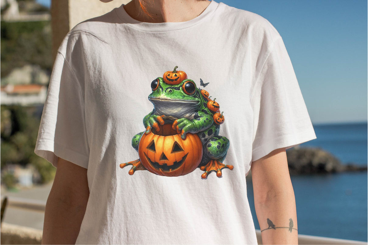 28 Halloween Frog Clipart Bundle PNG, Cute Witch Frog Pumpkin Sublimation Designs, Spooky Autumn