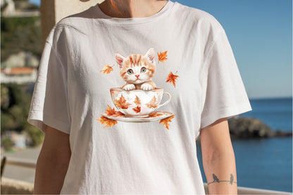Autumn Kitten Teacup Clipart Bundle 23 Fall Cat Designs