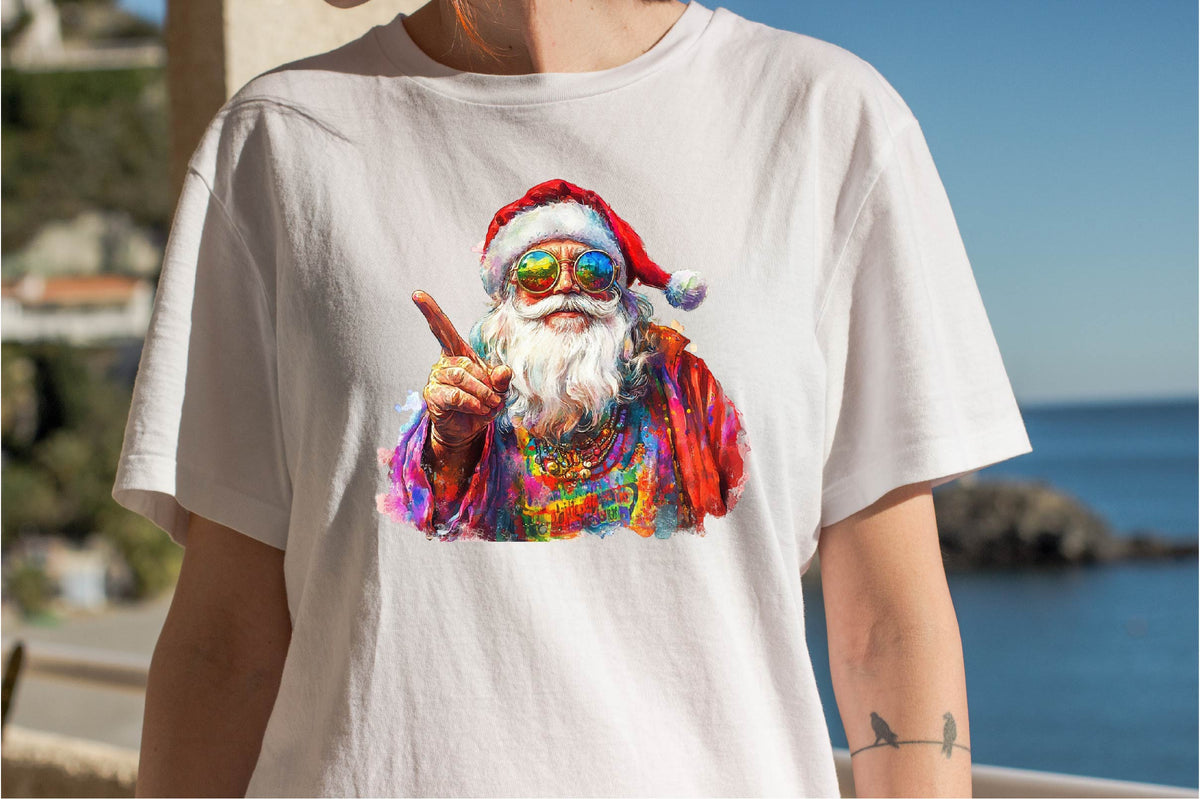 20 Christmas Hippie Santa Claus Clipart Bundle