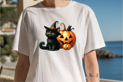 33 Halloween Black Cat With Pumpkin Clipart Bundle