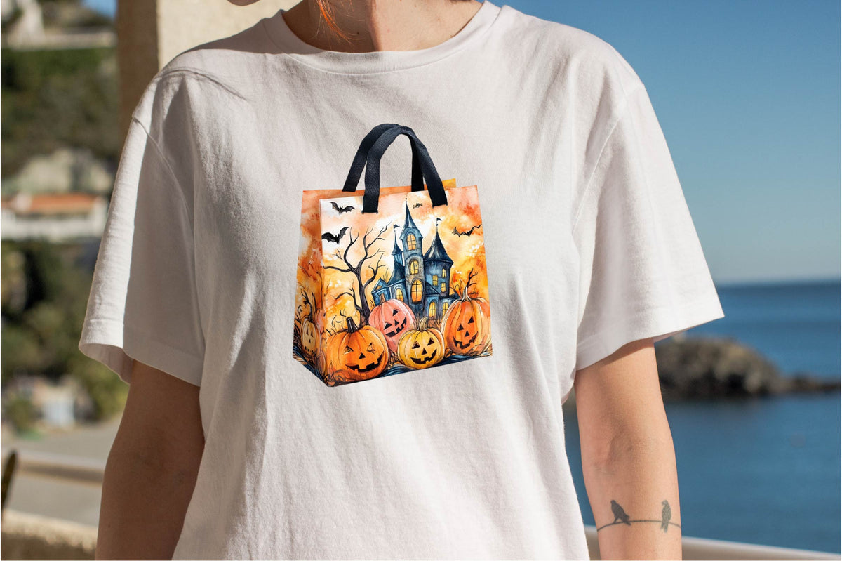 24 Halloween Trick or Treat Bag Clipart PNG Bundle