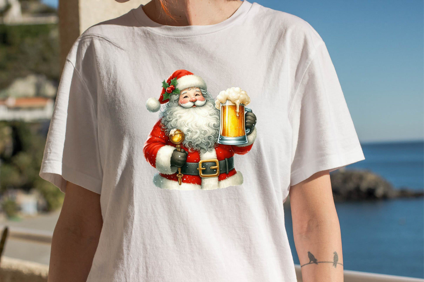 Christmas Santa Holding Beer Mug PNG Bundle
