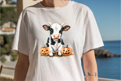 26 Halloween Cute Baby Cow Clipart Bundle