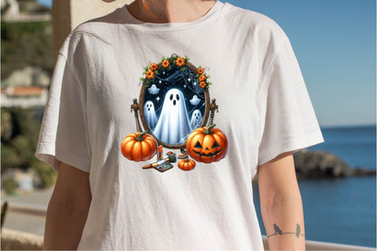 31 Halloween Mirror Ghost Clipart Bundle PNG, Spooky Ghost Mirror Pumpkin Sublimation Designs