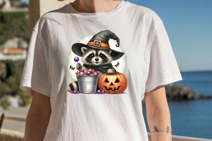 Halloween Raccoon Witch Watercolor Clipart PNG Bundle
