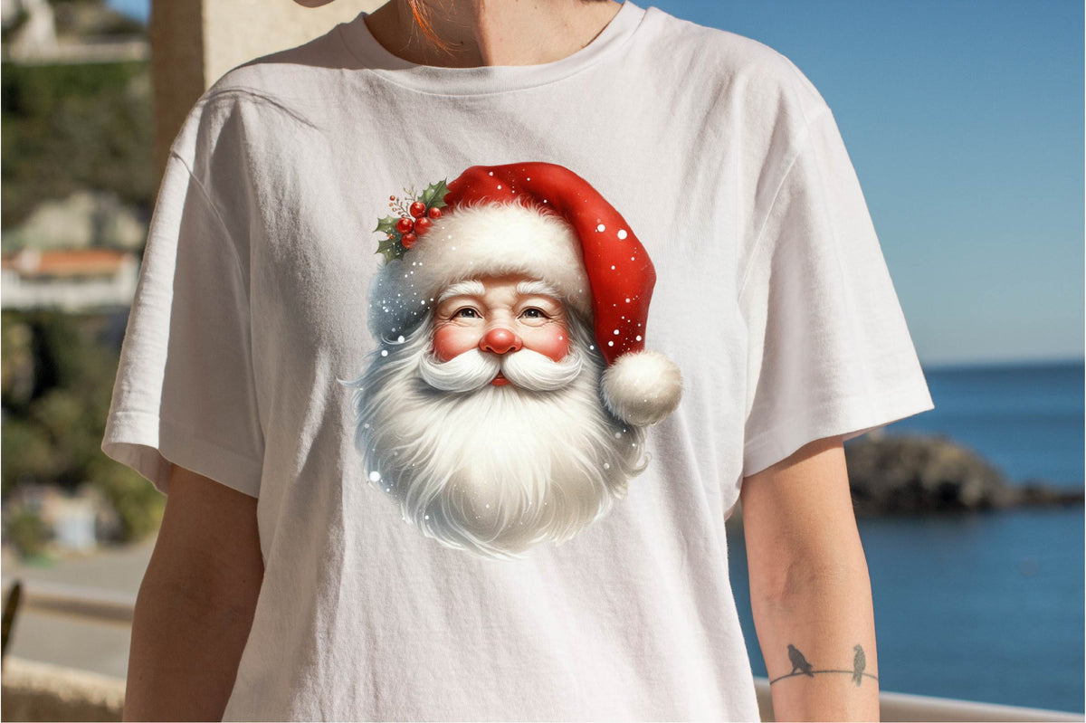 28 Christmas Santa Claus Face Clipart PNG Bundle