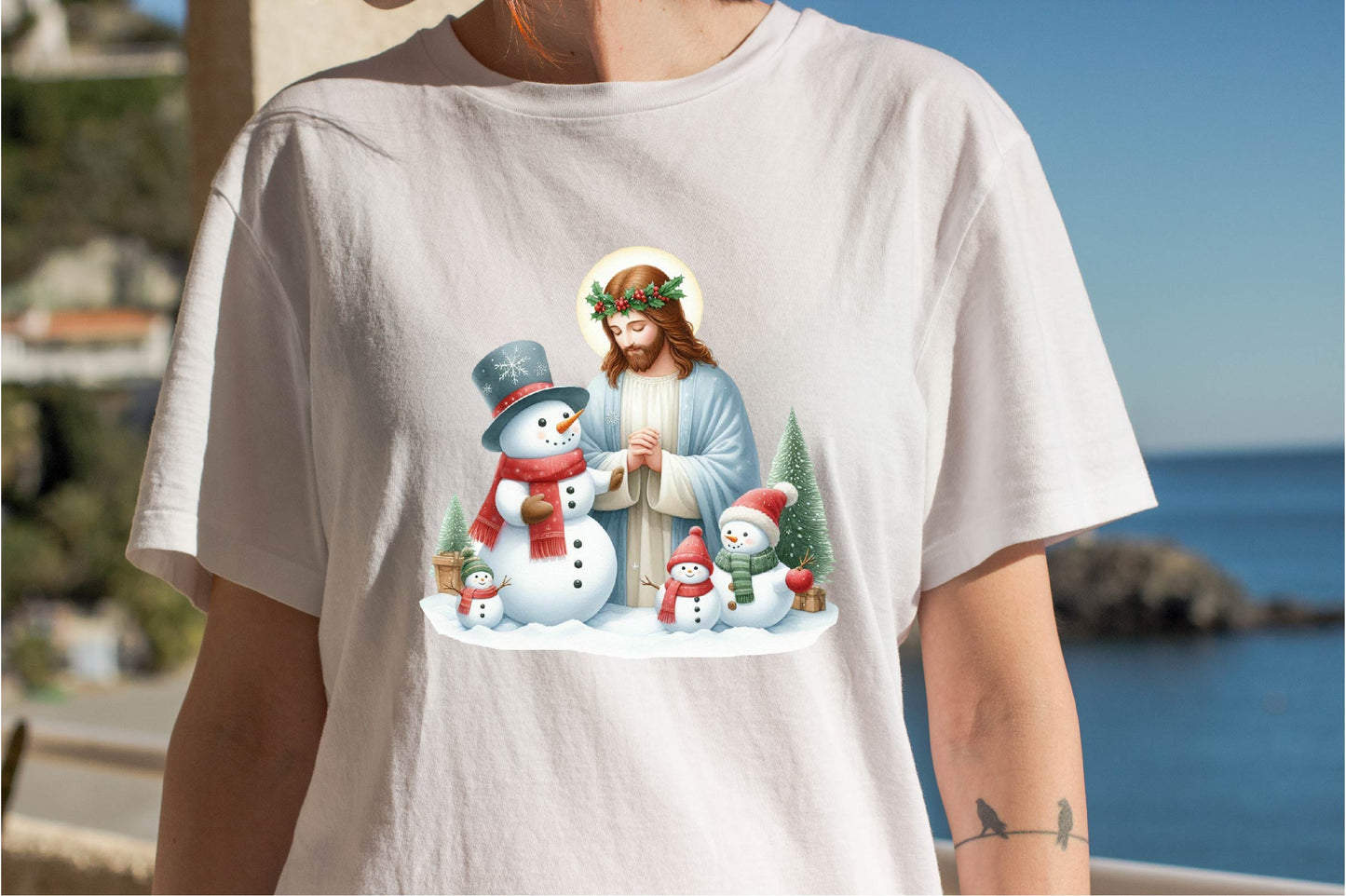 32 Christmas Jesus With Snowman Clipart Bundle