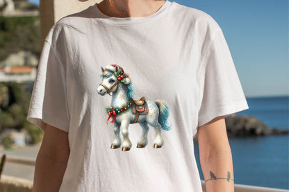 Christmas Horse Watercolor Clipart PNG Bundle