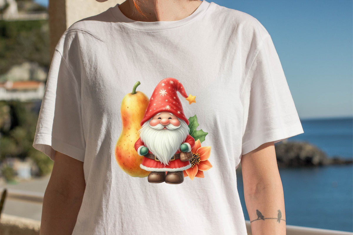Christmas Papaya Gnome Watercolor Clipart PNG Bundle