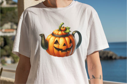 29 Halloween Pumpkin Teapot Clipart PNG Bundle