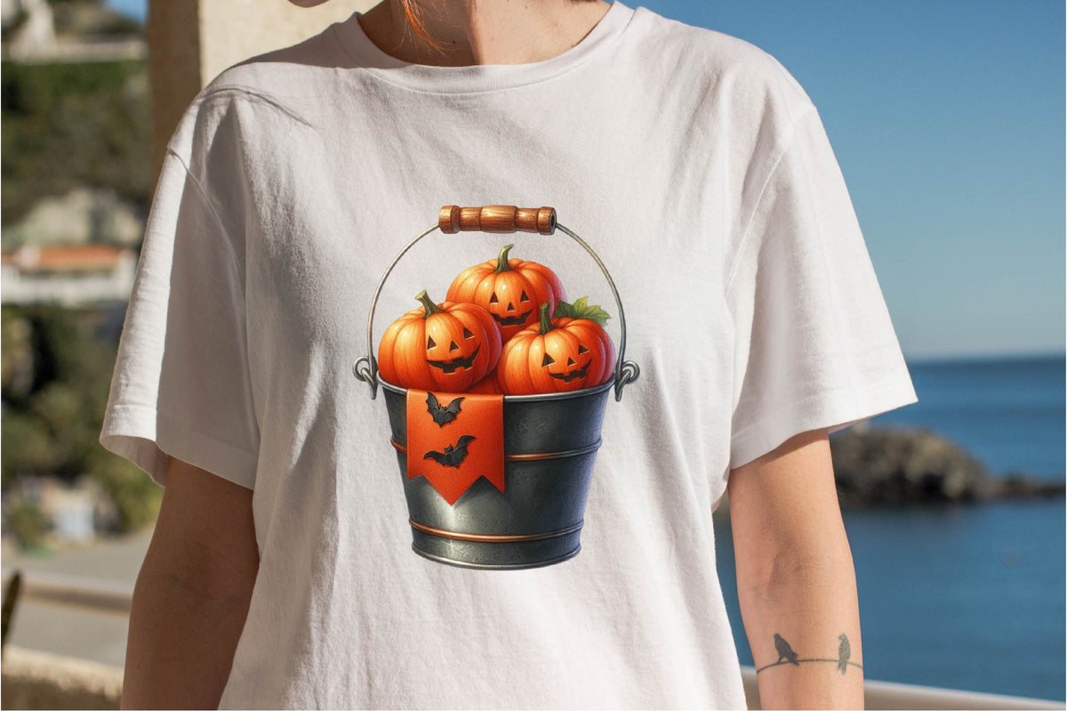 25 Halloween Pumpkin Bucket Clipart PNG Bundle