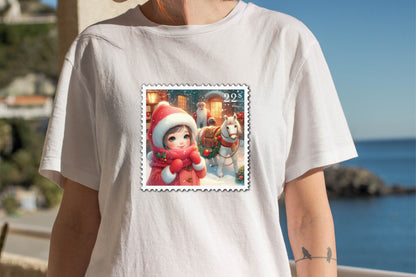 Christmas Girl Postage Stamp Clipart Bundle 19 Holiday PNG Designs
