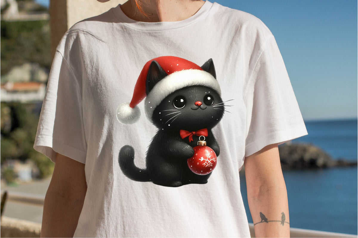 36 Christmas Black Cat Clipart Bundle