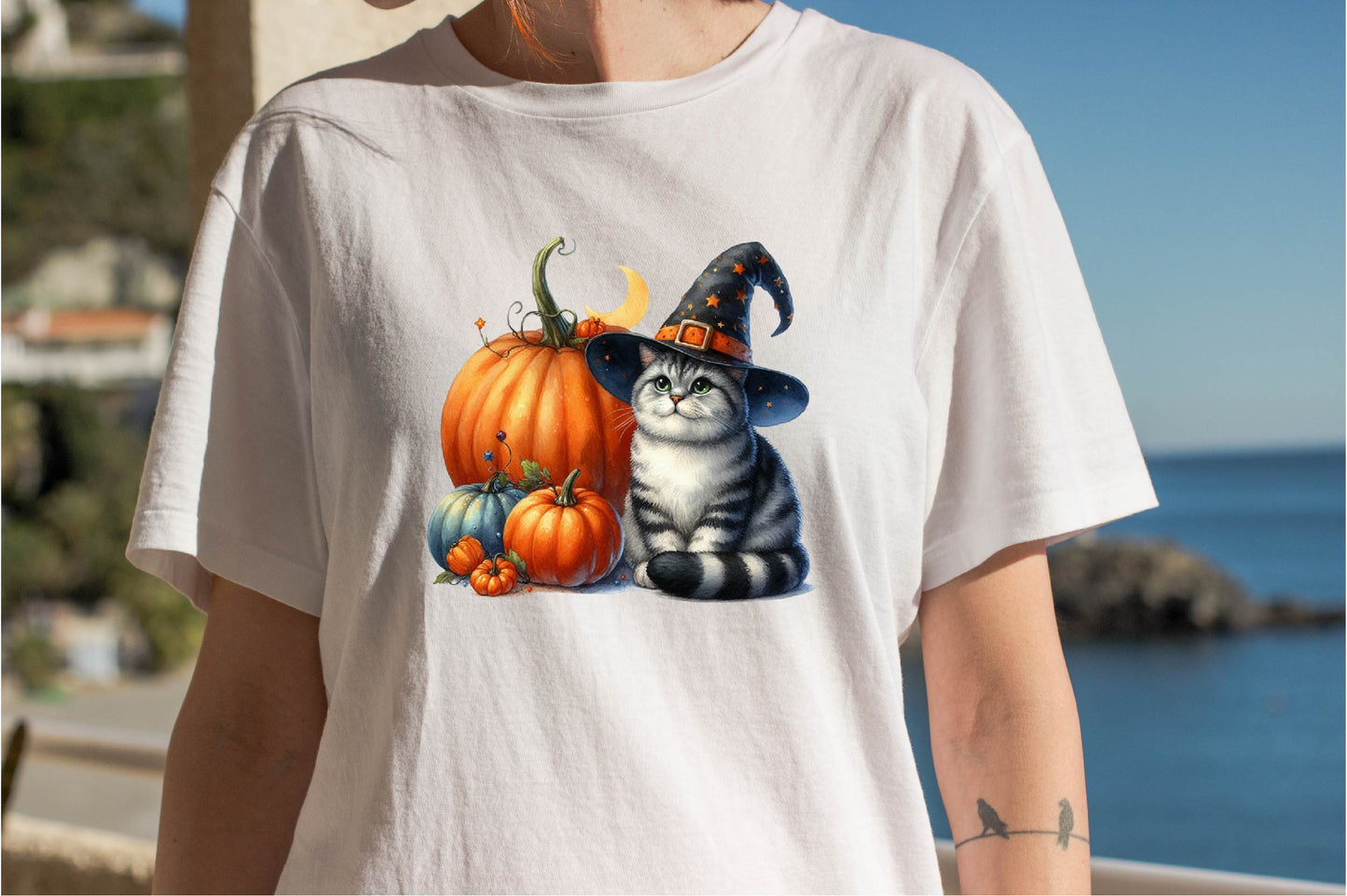 28 Halloween Pumpkin Cat Clipart PNG Bundle