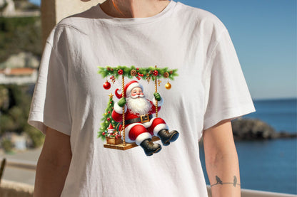 Christmas Santa Swing Watercolor Clipart PNG Bundle