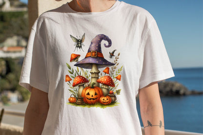 Halloween Mushroom Witch Watercolor Clipart PNG Bundle