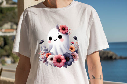 Halloween Cute Flower Ghosts Watercolor PNG Bundle