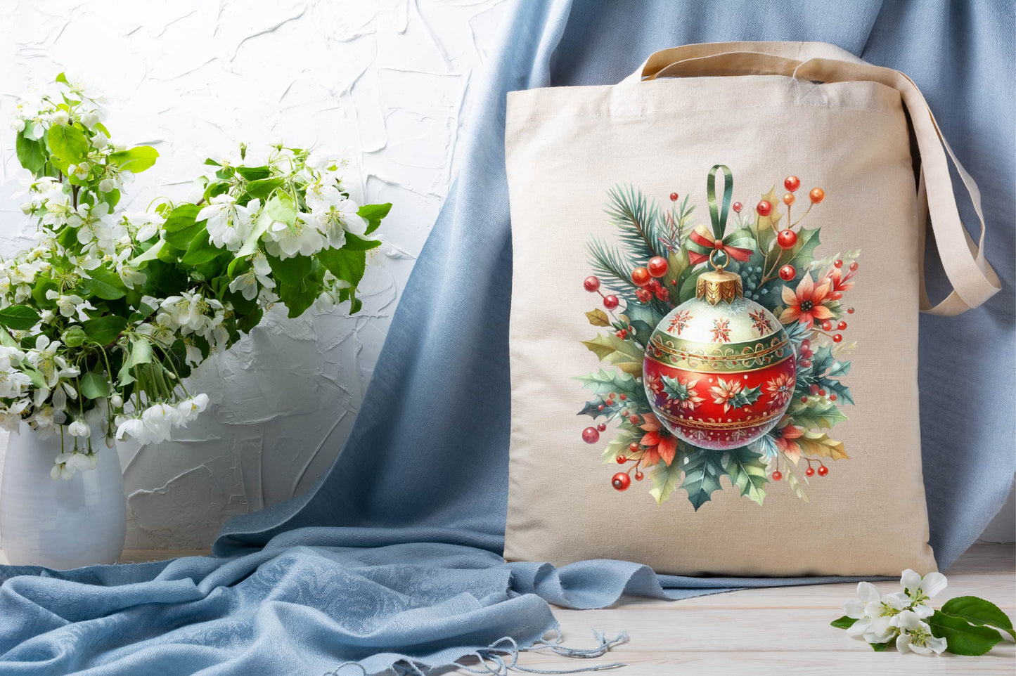 Christmas Ornament Watercolor Clipart PNG Bundle