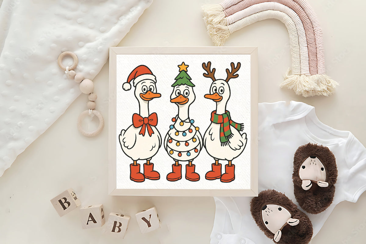 Christmas Goose Trio PNG