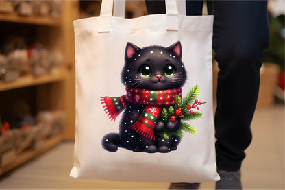 36 Christmas Black Cat Clipart Bundle
