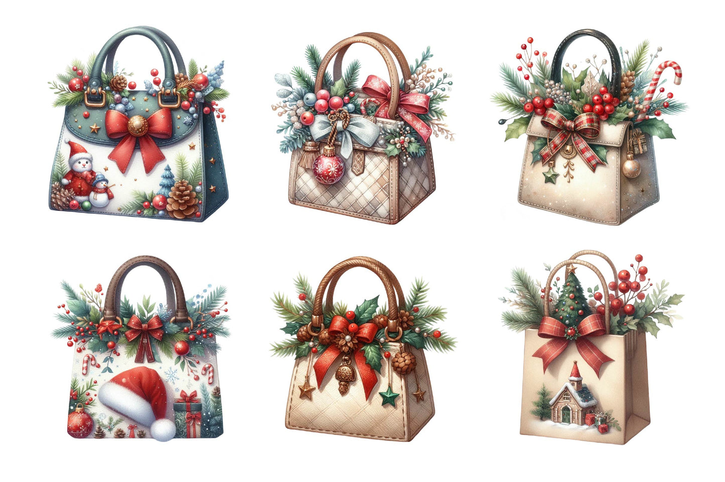 Christmas Handbag PNG Bundle 27 Holiday Purse Designs