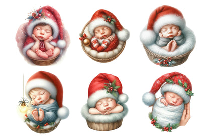 Christmas Newborn Baby PNG Clipart Bundle