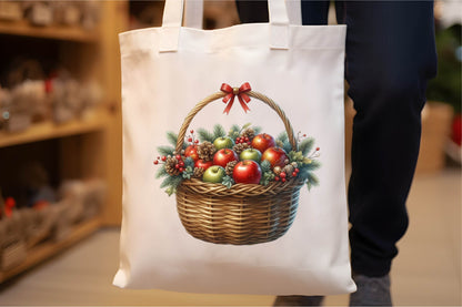 Christmas Apple Basket PNG Bundle 25 Festive Fruit Clipart Designs