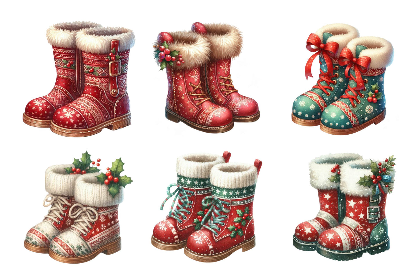 Christmas Boots PNG Bundle 27 Festive Holiday Boot Designs