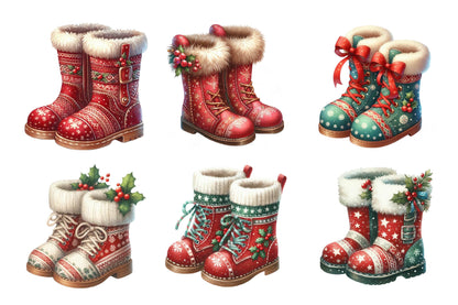 Christmas Boots PNG Bundle 27 Festive Holiday Boot Designs